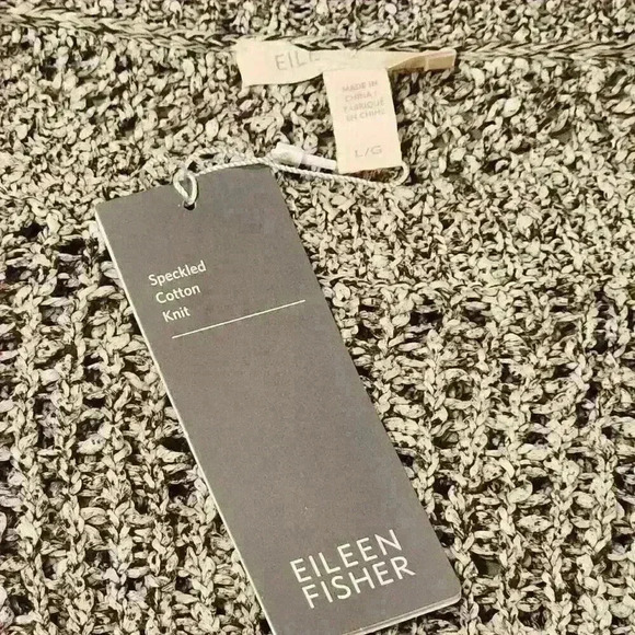 Women's Eileen Fisher Speckled Grey Cotton Crewneck Sweater $248 - Picture 6 of 10